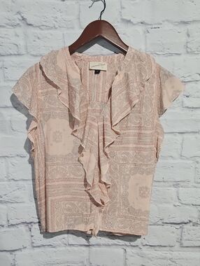 Universal Thread Pink Paisley Ruffle Blouse